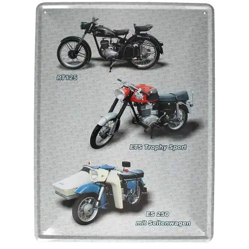Blechschild - MZ RT125 ETS Trophy Sport ES250 Seitenwagen 30x40 cm DDR Motorrad