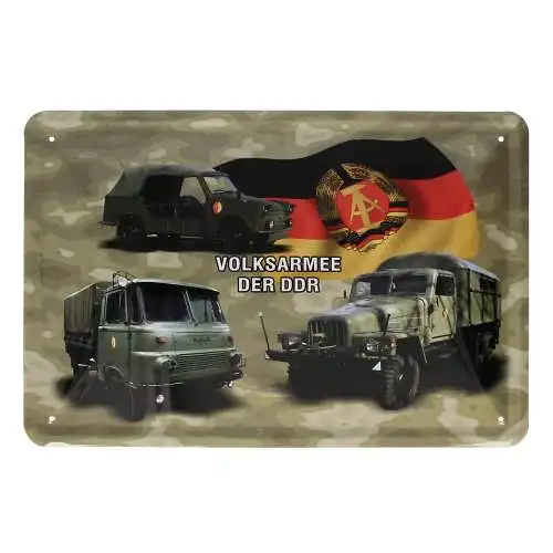Blechschild 20 x 30 cm 3er Volksarmee der DDR Trabant Kübel Robur Ural  Flagge