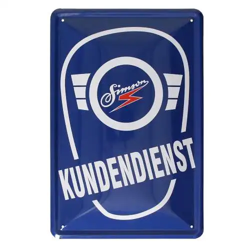 Blechschild 20 x 30 cm Simson Logo Kundendienst blau weiß DDR Retro Werkstatt