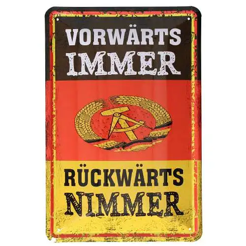 Blechschild Erich Honecker Vorwärts immer - Rückwärts nimmer 20x30 cm DDR Spruch