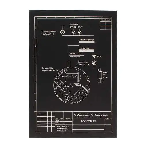 Blechschild Simson Schaltplan Prüfgenerator für Ladeanlage 33 x 22 cm gelasert