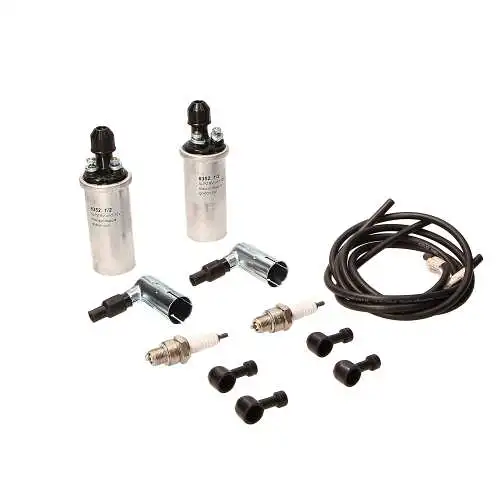 Zündungs-Satz 6V Trabant P601 2x Zündspule 2x Zündkerze 2x Kerzenstecker Kabel 