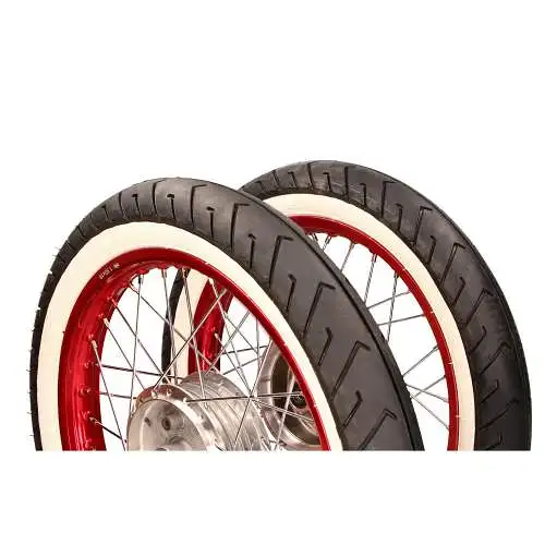 Simson 16" Komplettrad vorn/hinten Set Chromspeichen Alufelge rot Weißwandreifen