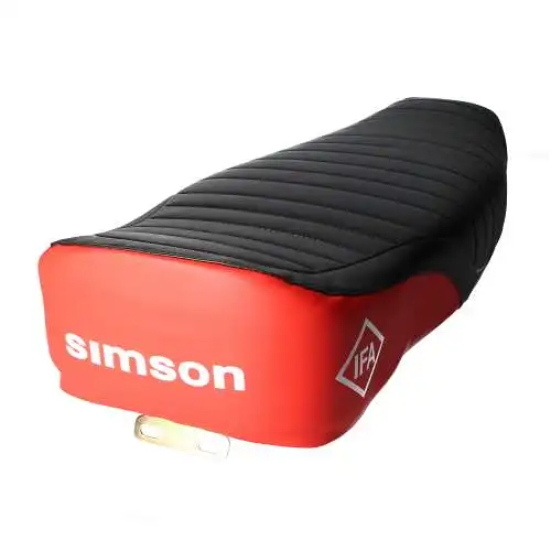 Simson Sitzbank strukturiert S50, S51 S70 Enduro in Schwarz-Rot MZA IFA-Logo NEU