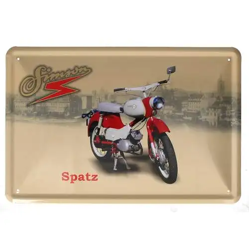 Blechschild 20 x 30 cm Simson Spatz SR 4-1 rot weiß DDR Moped Geschenk 