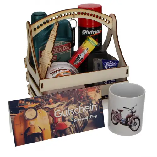 Präsentkorb für Simson SR2 Fahrer Perfektes DDR Geschenk für Moped-Liebhaber