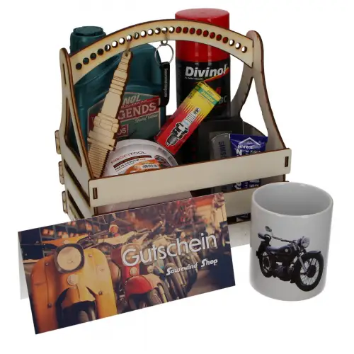 Präsentkorb für AWO 425 Fahrer Perfektes Geschenk für DDR Motorrad-Liebhaber
