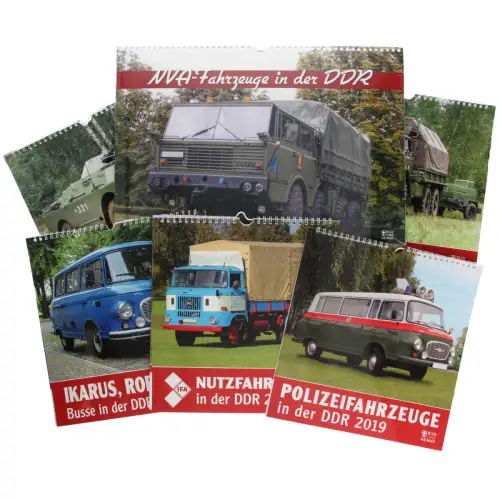 Kalender Set NVA Fahrzeuge Polizei Busse Militär DDR 5 teilig Restposten 