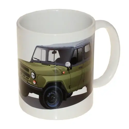 Kaffeetasse UAZ 469B Geländewagen Sowjetunion Edelstahl Keramik Tasse NEU