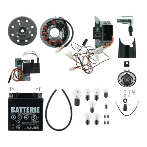 Simson VAPE (M-G-V) S50 S51 S70  12V 35/35W Umrüstsatz Zündanlage Hupe Batterie