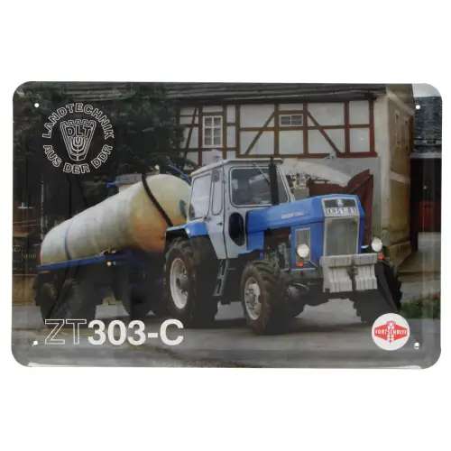 Blechschild DDR Traktor Fortschritt ZT303-C mit Gülletank 20 x 30 cm Landtechnik