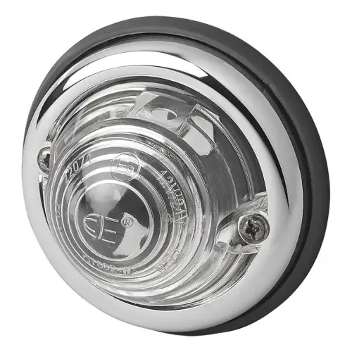 Positionsleuchte weiß Chromring 70 mm E-Typ geprüft Anhängern Trailer 12/24 V