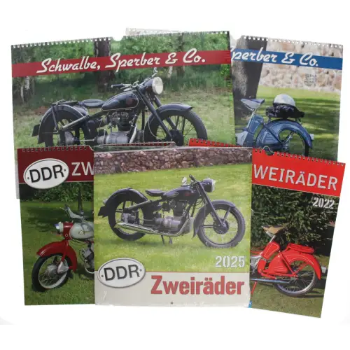 Kalender 5-teiliges Set DDR Zweiräder Simson AWO MZ IWL Restposten Fotokalender