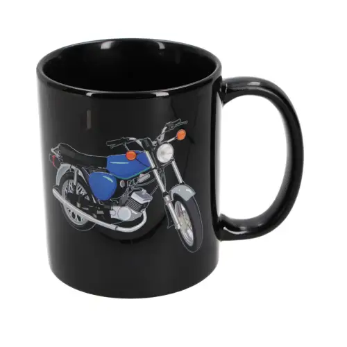 Kaffeetasse 325 ml in schwarz mit blauer Simson S51 Becher Keramik 