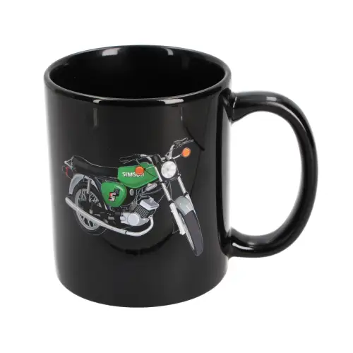 Kaffeetasse 325 ml groß in  schwarz mit grüner Simson S51 Kaffeebecher Geschenk