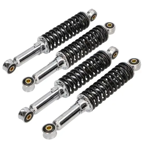 Simson Schwalbe Federbein Satz Stoßdämpfer Set verstellbar Chrom vorn & hinten 