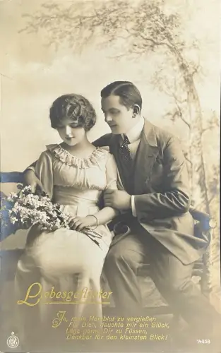 Liebespostkarte 1908, Germania 10 Pf, Nürnberg Stempel, gelaufen