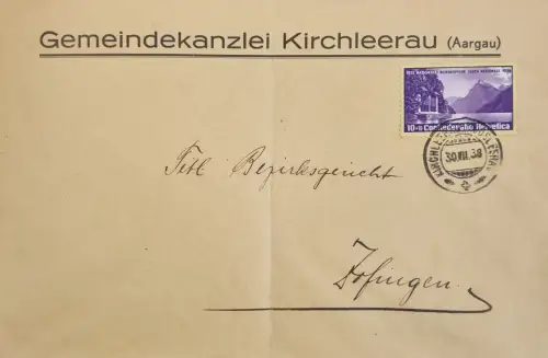 Schweiz Bundesfeier 1938 10+10 Stempel 30.III.38