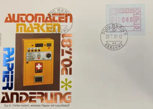Schweiz Automat P 0040 20.7.81 Stpl Bern 1