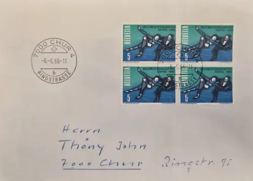 Schweiz: Davos 1966 Weltmeisterschaften 5, Stpl Chur 6.6.66