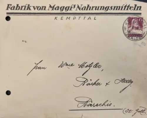 Schweiz Tellknabe 5 Rp, Stempel Kempttal (Jahr ?)