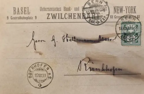 Schweiz Helvetia 5 Rp, Stempel Oberhofen 15.VIII.93