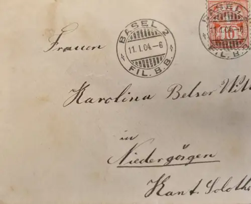 Schweiz Ziffer 10 Rp, Stempel Basel 11.1.04