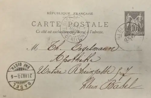 Frankreich 10c „POSTE“ (Allegorie), Stempel GARE 7.10