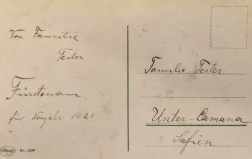 Schweiz PK Safien Unter-Camana 1921 ohne Marke