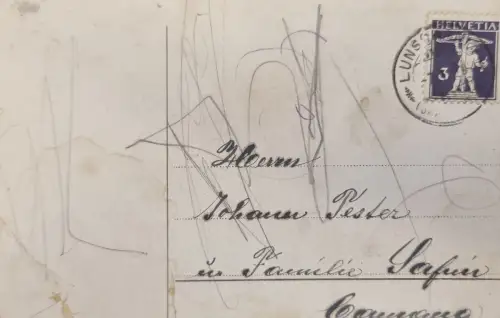 Schweiz Helvetia Tellknabe 3, Stempel „LUNST“