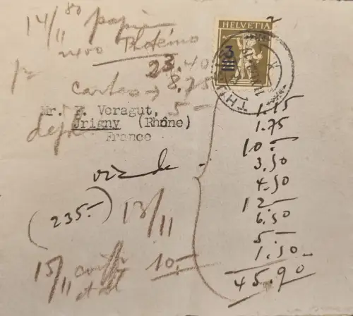 Schweiz „HELVETIA“ Figur 3 Rp, Stempel 14/11