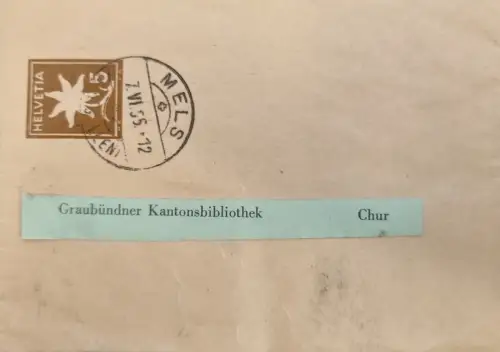 Schweiz Helvetia Edelweiss 5, Stempel Mels 11.55.12