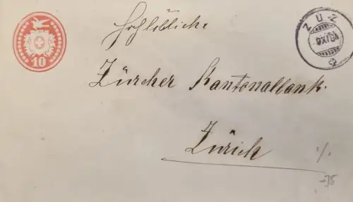 Schweiz 10, Wappen, Stempel ZÜRICH; 10XI84 BRE.O EXP