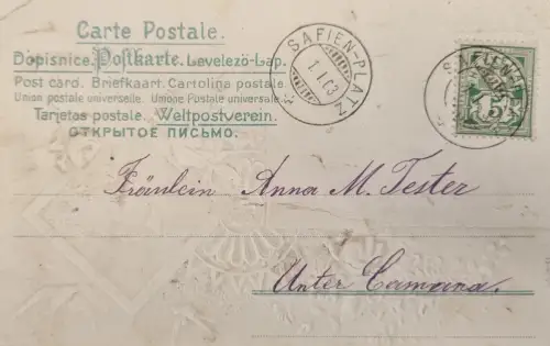 Schweiz Helvetia 5 Rp., Stempel SAFIEN-PLATZ 1.1.03