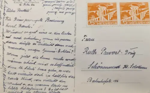 Schweiz HELVETIA Brücke 2×5 Rp, Stempel 5.2.54