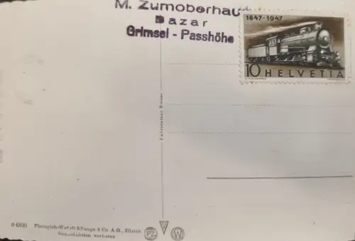 Schweiz 1947 Dampflok 10 Rp, Stempel Grimsel-Passhöhe