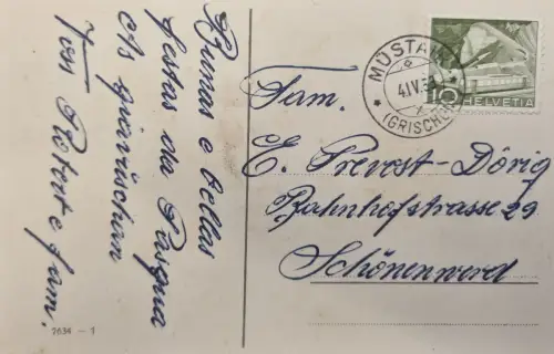 Schweiz Helvetia 15 Rp, Stempel MÜSTAIR/IGRISCHL 4.IV