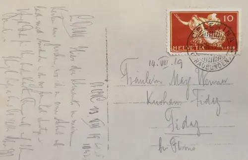 Schweiz Helvetia 10 Rp; Stempel RAUBÜNDEN