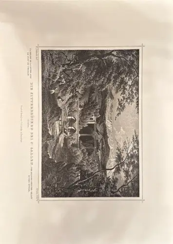 Stich Sitterbrücken bei St. Gallen, Talansicht; Verlagsdruck; Rand, Flecken