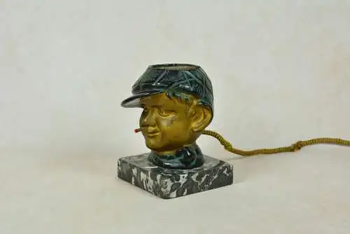Art Deco Tischfeuerzeug mit Bronzefigur, 1920er/30er Jahre 