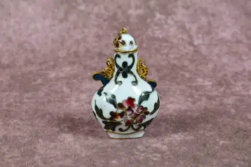 Vintage chinesische Schnupftabakdose aus emailliertem Messing, orientalisch