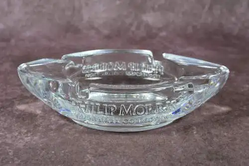 Vintage Glas-Aschenbecher Philip Morris, Mitte 20. Jahrhundert  