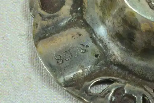 Vintage Silber 835 Aschenbecher mit Tavernenszene, spätes 19./frühes 20. Jahrhundert  