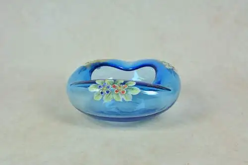Vintage Glas-Aschenbecher mit Blumenmuster, Mitte 20. Jahrhundert  