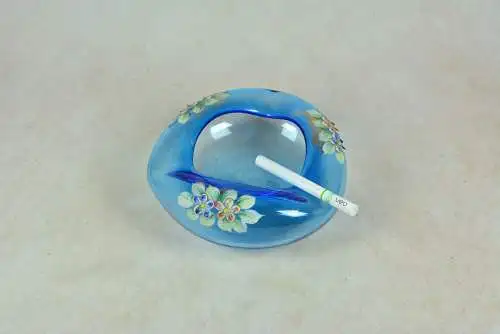 Vintage Glas-Aschenbecher mit Blumenmuster, Mitte 20. Jahrhundert  