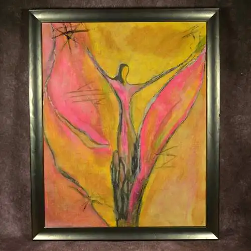 Vintage abstraktes Acrylgemälde, spätes 20. Jahrhundert 