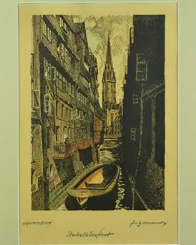 Farbradierung Steckelhornfleet von Fritz Sommer  