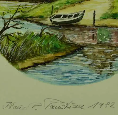 Aquarell Flusslandschaft, 1982  