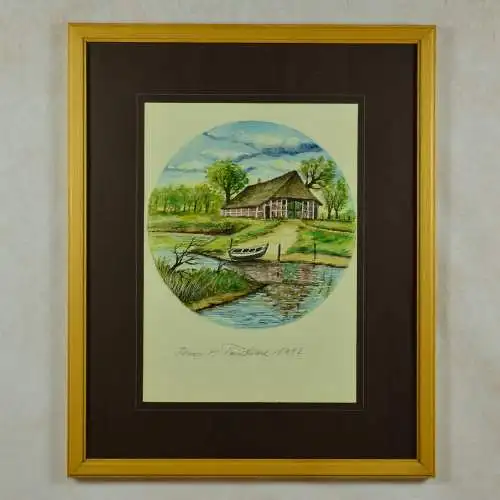 Aquarell Flusslandschaft, 1982  