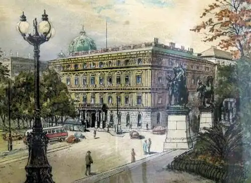 Farbradierung Wien Ringstrasse von Wilhelm Landsmann  